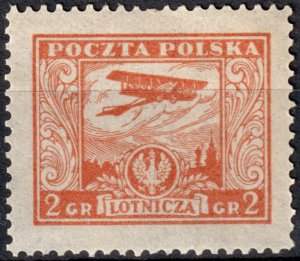 Poland #C2  MNH - 2gr org Biplane (1925)