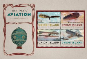 Union Island 2013 - History of Aviation Sheet of 4 Stamps - MNH