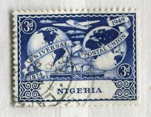 NIGERIA; 1949 early UPU Anniversary issue fine used 3d. value