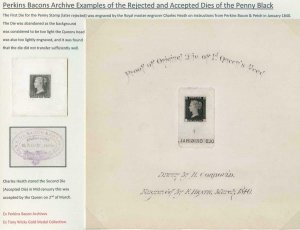 Perkins Bacons Archive Examples of the Penny Black Rejected and Accepted Dies