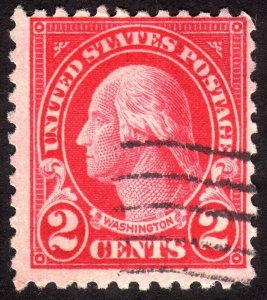 1923, US 2c Washington, Used, thin, Sc 554