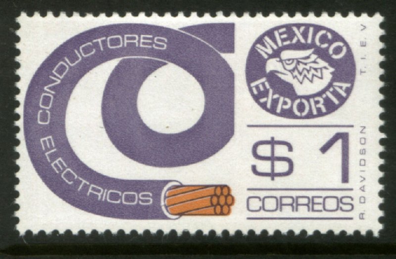 MEXICO Exporta 1115, $1P Electrical Cond. LT VIOLET Fluor Paper 5 MINT, NH. VF.