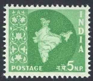 India Sc# 278 MNH 1957-1958 5np emerald Map of India