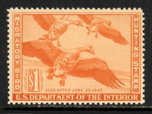 SCOTT RW11 1944 $1 DUCK STAMP ISSUE MNH OG VF CAT $125!