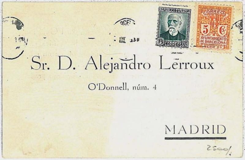 SPAIN - POSTAL HISTORY - GUERRA CIVIL variedad - ERROR on stamp used on postcard