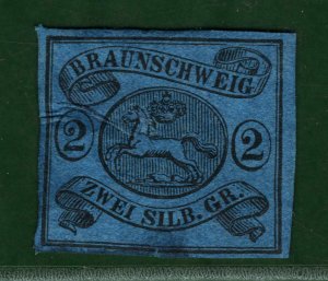 Germany States BRUNSWICK Scott.9 2sgr HORSE (1853) Mint MNG Cat $200 BLGREEN4