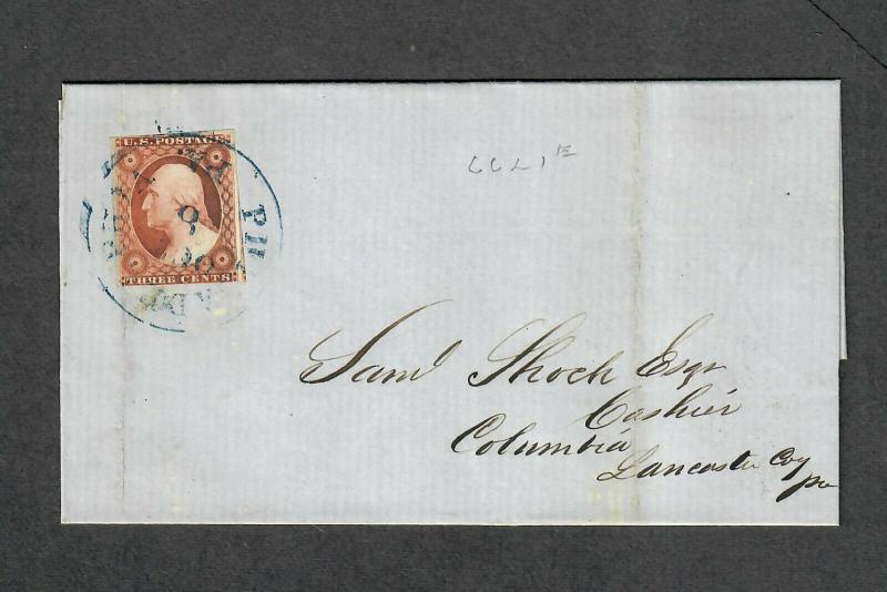 US Sc#10a Pos #66L1e Blue Philadelphia PA CDS Cover