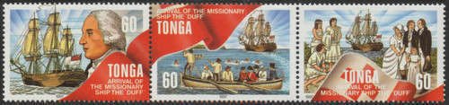 Tonga 1997 SG1386a 60s Christianity strip of 3 MNH