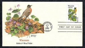 2001 Wisconsin Birds and Flowers Unaddressed Fleetwood FDC