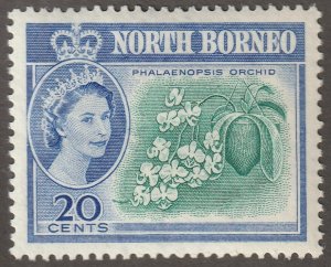 North Borneo, stamp, Scott#286, mint, hinged, 20 cents, Orchid