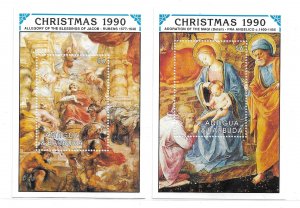 Antigua & Barbuda 1990 Christmas Paintings S/S Sc 1368-1369 MNH C17