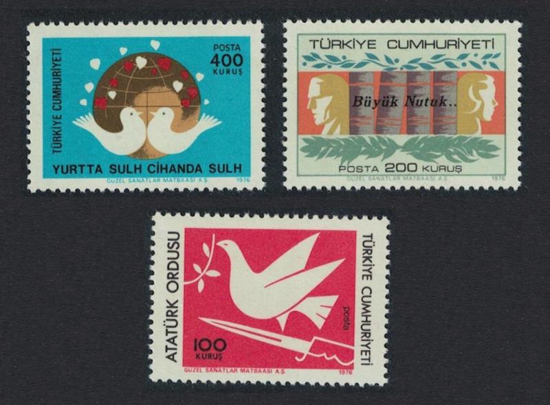 Turkey Birds Works and Reforms of Ataturk 3rd series 3v 1976 MNH