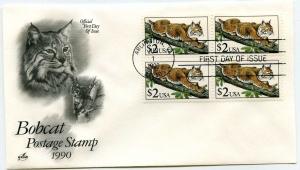 2482 $2. Bobcat ArtCraft, block of 4, FDC