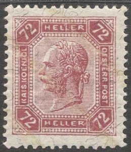 AUSTRIA 1904 72h rose, Sc 105a, MLH, perf 13:13-1/2, VF