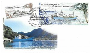 TAHITI / 2019 - (FDC) JOIN ISSUE WITH SPM HAWAIKI (Naval, Ship), MNH 