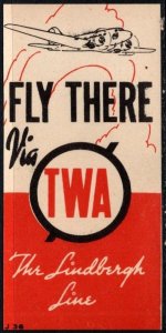 1936 US Airline Poster Stamp Fly There Via... TWA - The Lindbergh Line MNH
