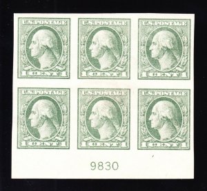 US 531 1c Washington Mint Bottom Plate Block of 6 XF OG H SCV $110