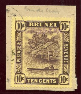 Brunei Jap Occ 1942 KGVI 10c purple/yellow very fine used. SG J11. Sc N11.