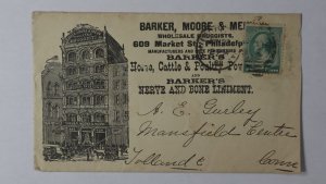 1888 Phila PA Barker Moore & Mein Druggist Market St Horse Cattle Nerve Ad Cover