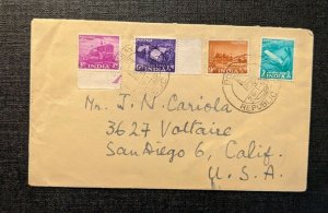 1955 Bombay India Cover to San Diego CA USA Illustrated Slogan Cancels