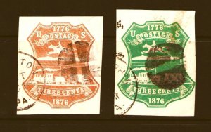 US U218 & U219 3c Envelope Cut Squares 1876 Set