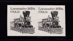 1982 Imperforate pair Sc 1897a 2c Locomotive Transportation coil error MNH (WC