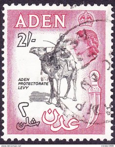 ADEN 1963 QEII 2/- Black & Carmine-Rose SG66b Used