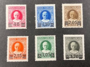 VATICAN CITY # 35-40, 1934 set of 6, surcharged, VF, 2 MNH & 4 Mint hinged