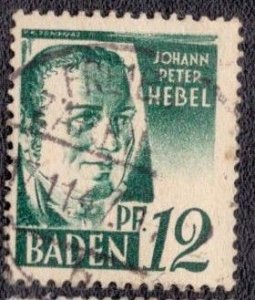 Germany -French Occupation Baden 1947 -  5n4 Used