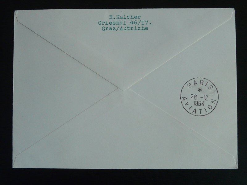 first flight cover Innsbruck Paris AUA Austrian Airlines 1964 ref 99681