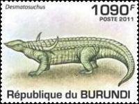 BURUNDI # 907-911 PREHISTORIC CROCODILES