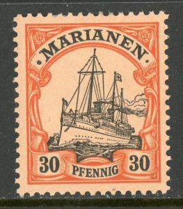 Mariana Islands 1901 Germany 30 pfg Unwatermarked Yacht Ship Sc #22 Mint A280