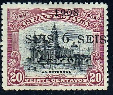 Guatemala #135 Cathedral, Surcharge Shift error, Up and to the RT ,1908. HHR