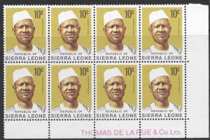 Sierra Leone #427 bottom corner block of 8 MNH 1972