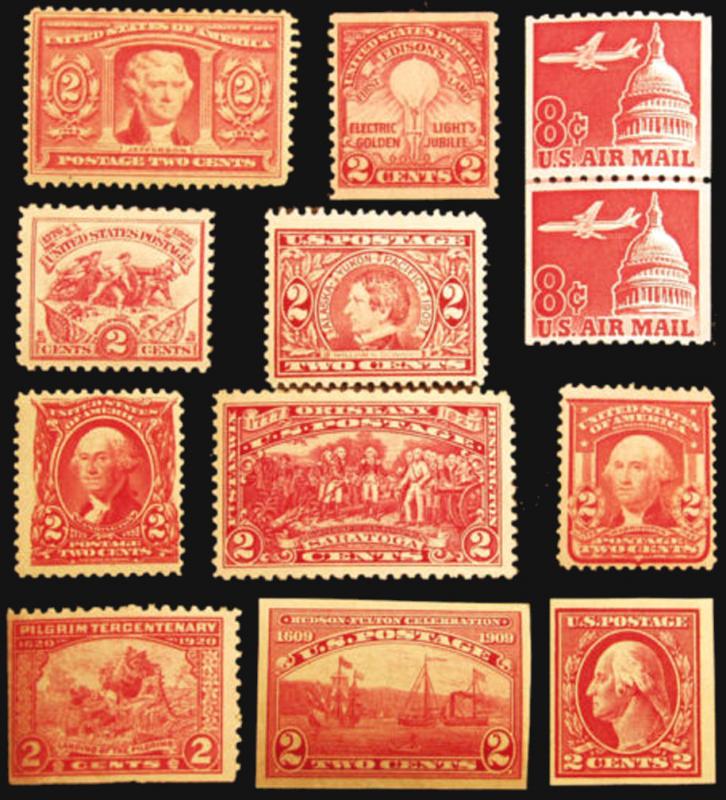 #301-C65 Nice Reds Lot 1901-62 Fresh VF *MNH*  12 items