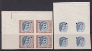 Rhodesia & Nyasaland, Scott 151 (SG 11), Imperf Plate Proof Blocks of Four