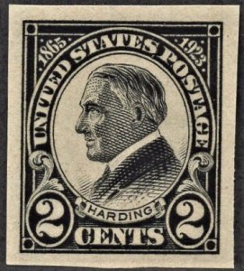 US 611 MNH VF 2 Cent Harding Imperforate Black CV $9