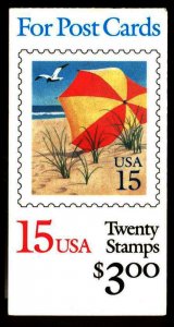 1990 Beach Umbrella BOOKLET BK170 Sc 2443a postcard rate P221111