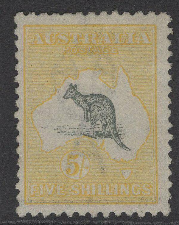 AUSTRALIA SG42 1918 5/- GREY & YELLOW MTD MINT