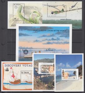 St. Vincent Sc 1245,1318,1360,1484,1486,1587 MNH. 1989 Souvenir sheets, 6 differ