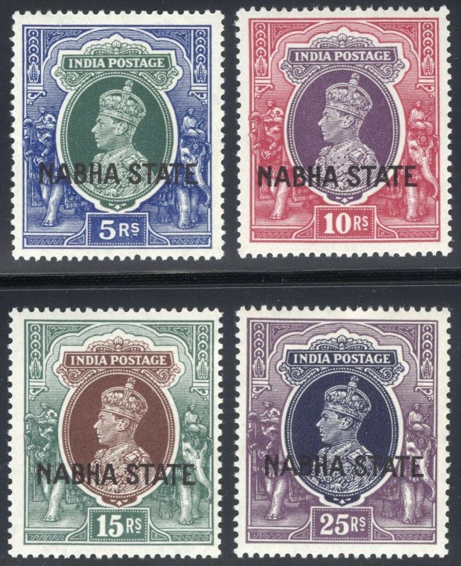 India Nabha 1941 5r-25r GVI HV SG 91-94 Scott 83-86 UMM/MNH Cat £515($680)