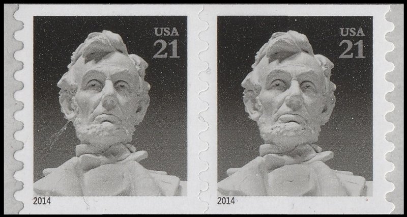 US 4861 Abraham Lincoln 21c pair (2 stamps from coil) MNH 2014