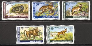 Dahomey Scott 252-256 MNHOG - 1969 Pendjari Reservation Animals Set - SCV $9.20