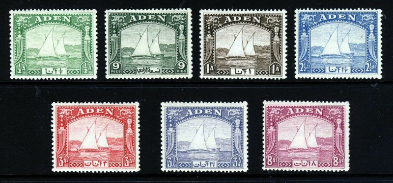 ADEN 1937 Arab Dhows Part Set to 8 As (ex. 2 As SG 4) SG 1 to SG 8 MNH