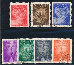 VATICAN C9-15 USED, 1947 AIR MAIL (1 lira mint)