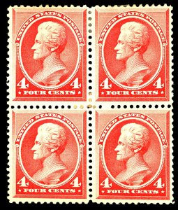 U.S. #215 MINT BLOCK OG HR