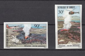 DJIBOUTI SC# 491-492 VOLCANO -MNH -  IMPERF SET