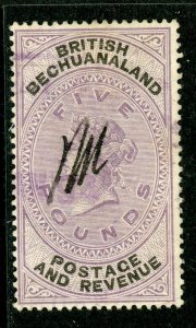 Bechuanaland  1888 British Colony QV 5 Pounds SG #21 Postal Use A847