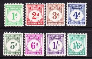 GILBERT & ELLICE IS 1940 POSTAGE DUE SET 8 MLH SG D 1/8