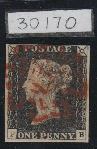 SG 2 1d black plate 2 lettered PB. Very fine used with a Wotton-Under-Edge... 